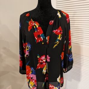 Violet & Claire Multicolor Floral Blouse Size L Dressing 1 Time